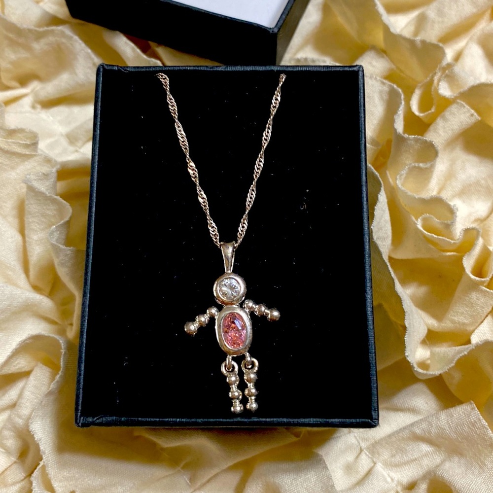Brand new vintage sterling silver necklace and girl pendant solid SS 925